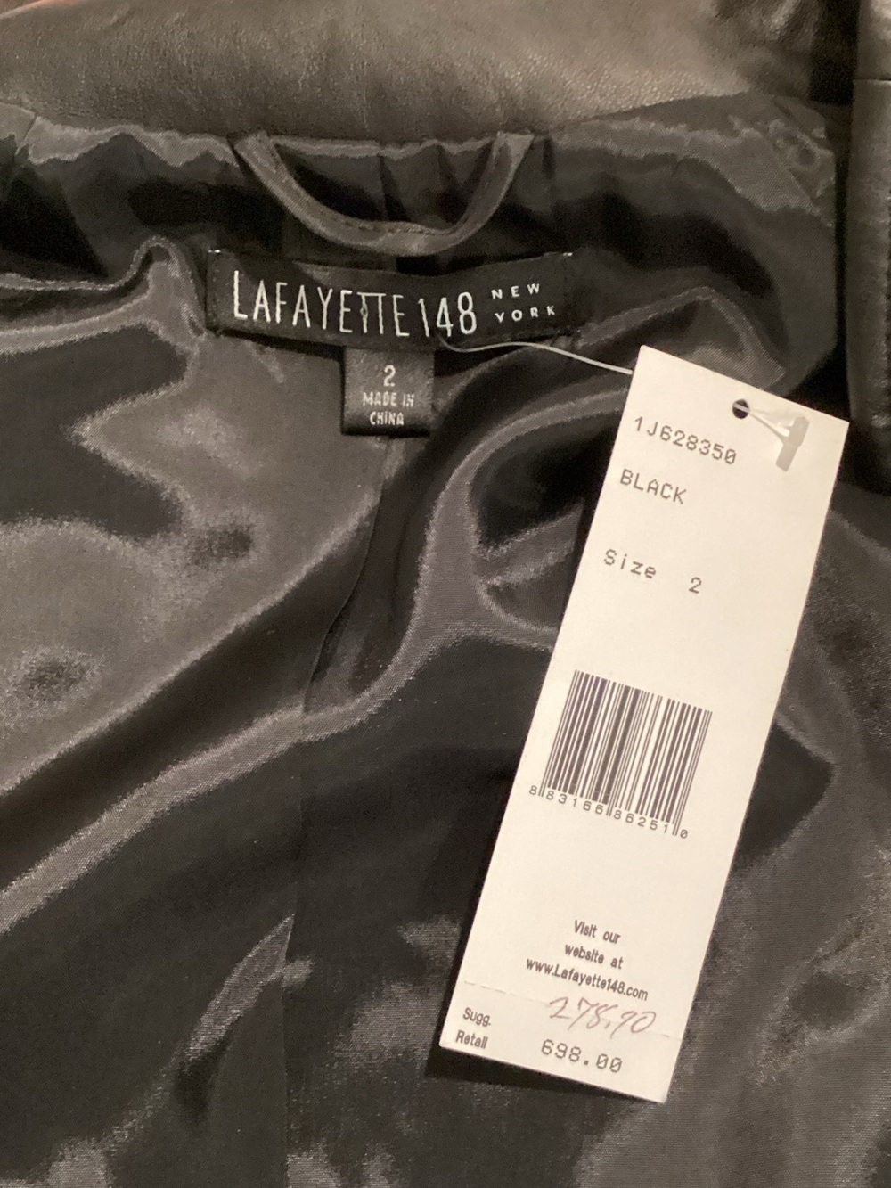 Lafayette 148 New York Black Short-Sleeve Real Leather Zip Belted Jacket 2 NWT - Picture 6 of 7